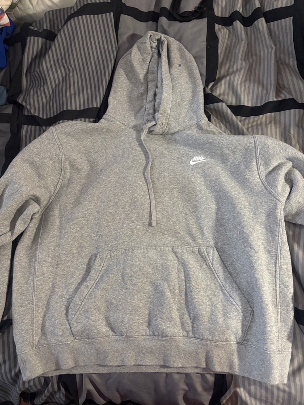 Nike Gray Crewneck Pullover Hoodie with Small Swoosh